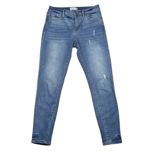 Bohme Blue Denim Distressed Skinny High Rise Medium Wash Jeans Casual Women's 27 - Picture 1 of 7